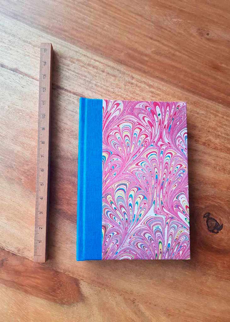 Cuaderno con Lomo de tela azul Papel de agua Granate